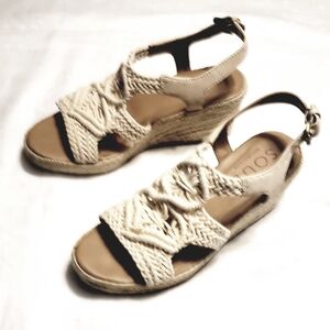 Soul By Naturalizer Oasis Cream Macrame Strap Espadrille Wedge Sandal